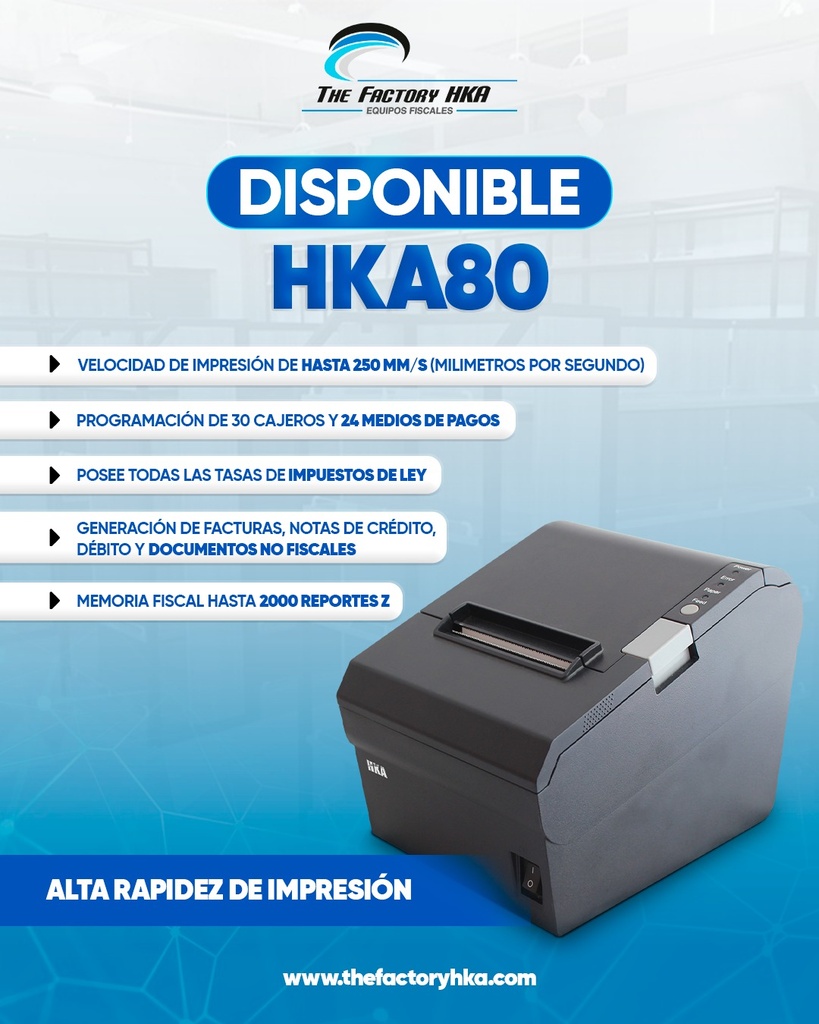 Impresora HKA 80 Integrada con Dispositivo Fiscal, Maquina Fiscal de Alta Velocidad Hasta 250 MM/S 