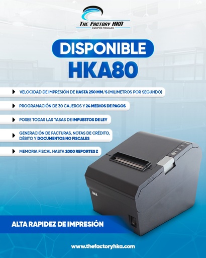 Impresora HKA 80 Integrada con Dispositivo Fiscal, Maquina Fiscal de Alta Velocidad Hasta 250 MM/S 